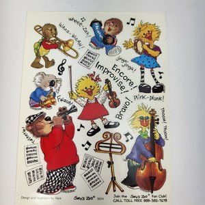 Suzy's Zoo Musicians Music Instruments Encore Bravo Stickers NEW